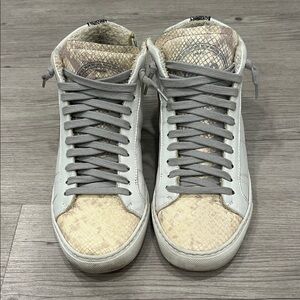 P448 Women's High-Top Sneakers in Cream and Gray